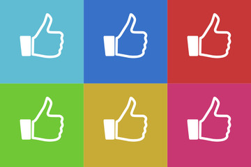 Poster - thumb up vector icons set original flat design for web and mobile app
