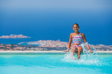 Canvas Print - Girl at swimming pool