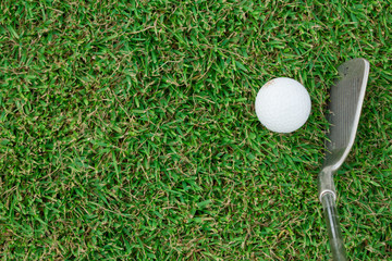 Wall Mural - Golf Ball and Golf Club on grass