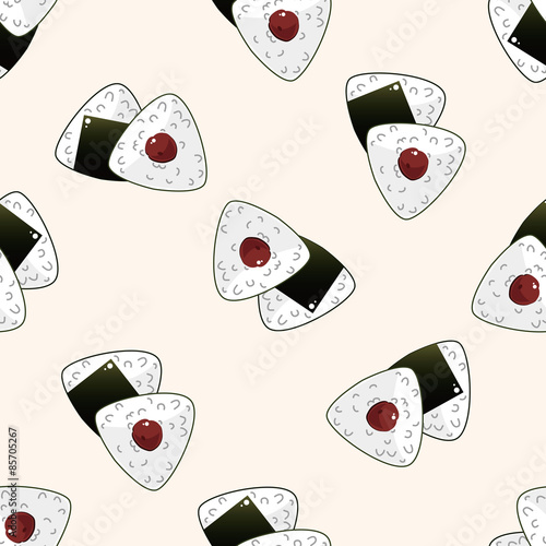 Naklejka samoprzylepna Japońskie jedzenie tematu sushi, cartoon bezszwowe tło wzór