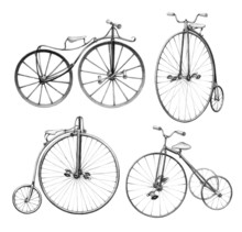 Pencil Drawing Of Retro Bicycles