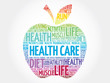 Colorful Health care apple word cloud concept
