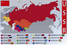 Map And Flags Of The Republics Of The Former USSR