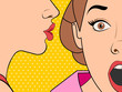 © denis_pc - Beautiful retro woman whispering a gossip to her surprised friend. Vintage art.