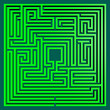 Square green maze viewed from above. Rendered 3d design