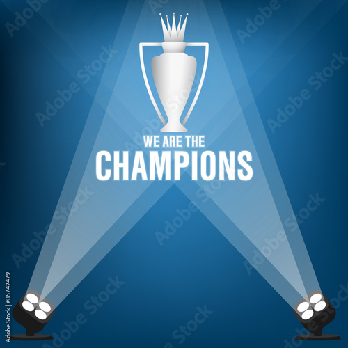 Fotografie, Tablou Champions trophy on stage with spotlight, Vector illustration