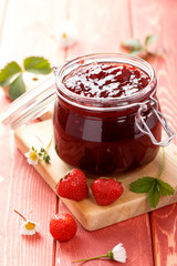 Canvas Print - Traditional strawberry homemade jam.