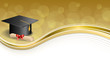 Beige education graduation cap diploma red bow gold frame 