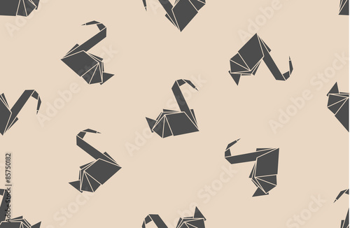 Naklejka samoprzylepna Żurawie origami wzór papieru japońskiego. 