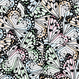 butterflies black and white watercolor pattern