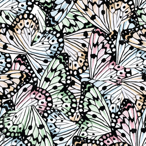 Foto-Gardine - butterflies black and white watercolor pattern (von berry2046)