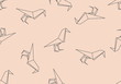 Origami black bird seamless pattern