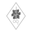 Vintage barbershop logo in gray color. In it hairdressing scissors wrapped in a ribbon. On the tape label 
