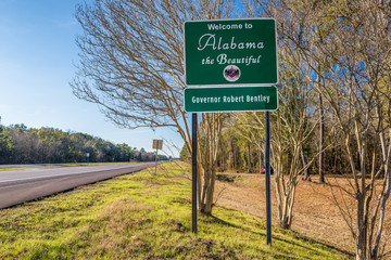 Welcome to Alabama road sign
