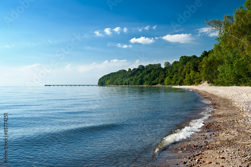 Empty beach in the early morning. Gdynia. Poland