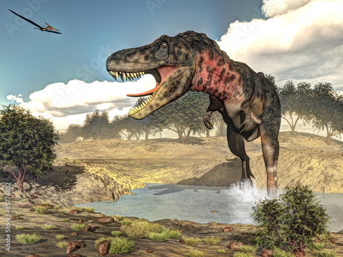 Naklejka na szafę Tarbosaurus dinosaur - 3D render