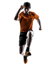 Wall Mural - man runner jogger running jogging jumping silhouette