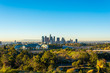 View of Downtown Los Angeles from Elysian Park with the stadium in the foreground