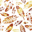 watercolor pattern of imprint leaves seamless texture background