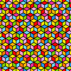 Wall Mural - Retro Seamless Pattern Cubes Color
