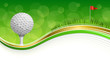 Background abstract golf sport green grass red flag white ball frame gold