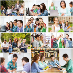 Poster - collage with many pictures of college students