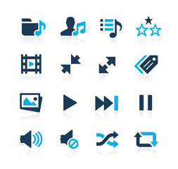 Wall Mural - media player icons -- azure series
