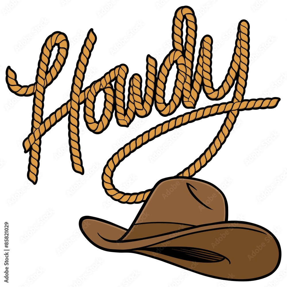 Howdy Cowboy Rope and Hat Stock Vector | Adobe Stock