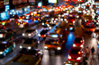 Abstract blur of traffic jam in night time of Bangkok city.