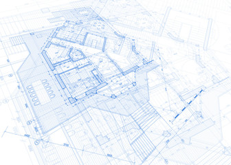 architecture blueprint - house plan / vector illustration
