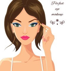 Attractive woman applying eyeshadow. Fashion, makeup and beauty 