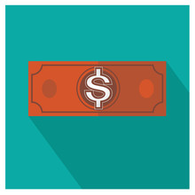 Dollar Brown Vector Money Icon Illustration Business On Blue