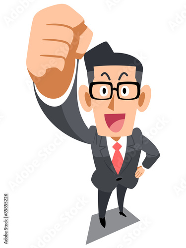 拳を掲げるメガネを掛けたビジネスマン Stock Vector Adobe Stock