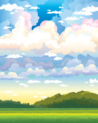 nature landscape with field and forest.