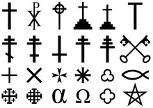 Christian Religious Symbols: A Collection Of Vector Icons And Symbols Associated With The Christian Faith Isolated On White Background
