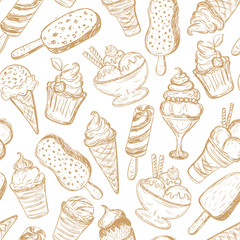 seamless pattern, hand-drawn ice cream