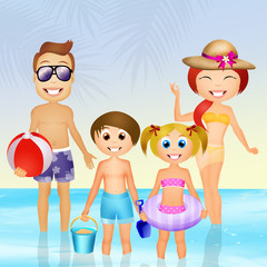 Sticker - family on the beach