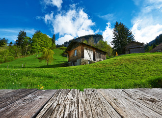 Wall Mural - Swiss chalet at Alps