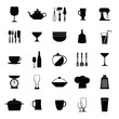 Vector flat kitchen dishes icons set
