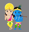 Kanhaiya and Balarama Kids - Hindu God Vector Illustration