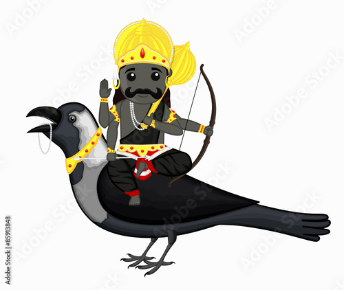 Shani Dev Riding On Crow Vector Illustration Stock Vector Adobe Stock