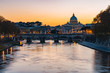 Twilight view of Rome at St. Peters cathedral in Italy