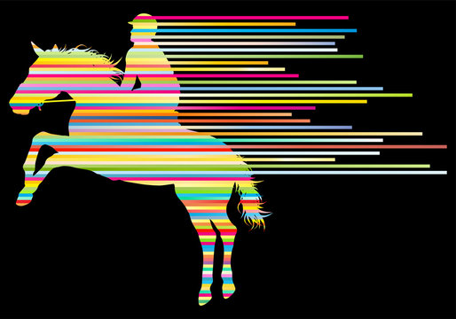 horse riding equestrian sport with horse and rider vector backgr