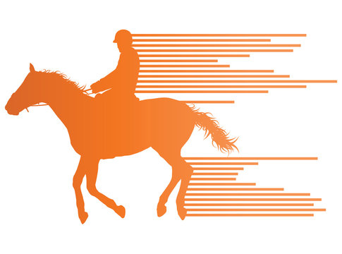 Horse riding equestrian sport with horse and rider vector backgr