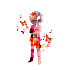 Canvas Print - Man with disco ball head. Music inspires concept