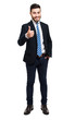 © Minerva Studio - Young businessman isolated on white, full length and showing thumbs up