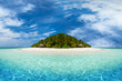 Leinwandbild Motiv paradise tropical island with coco palms white sand and beach