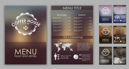 Fototapete - Design coffee menu with blurred background