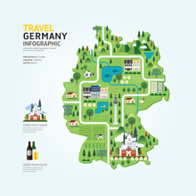 Infographic Travel And Landmark Germany Map Shape Template Desig