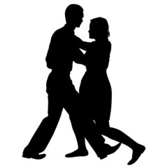 Wall Mural - Black silhouettes Dancing on white background. Vector illustrati